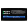 AA LED Flashlight w/ Warhawk Black Pocket Knife